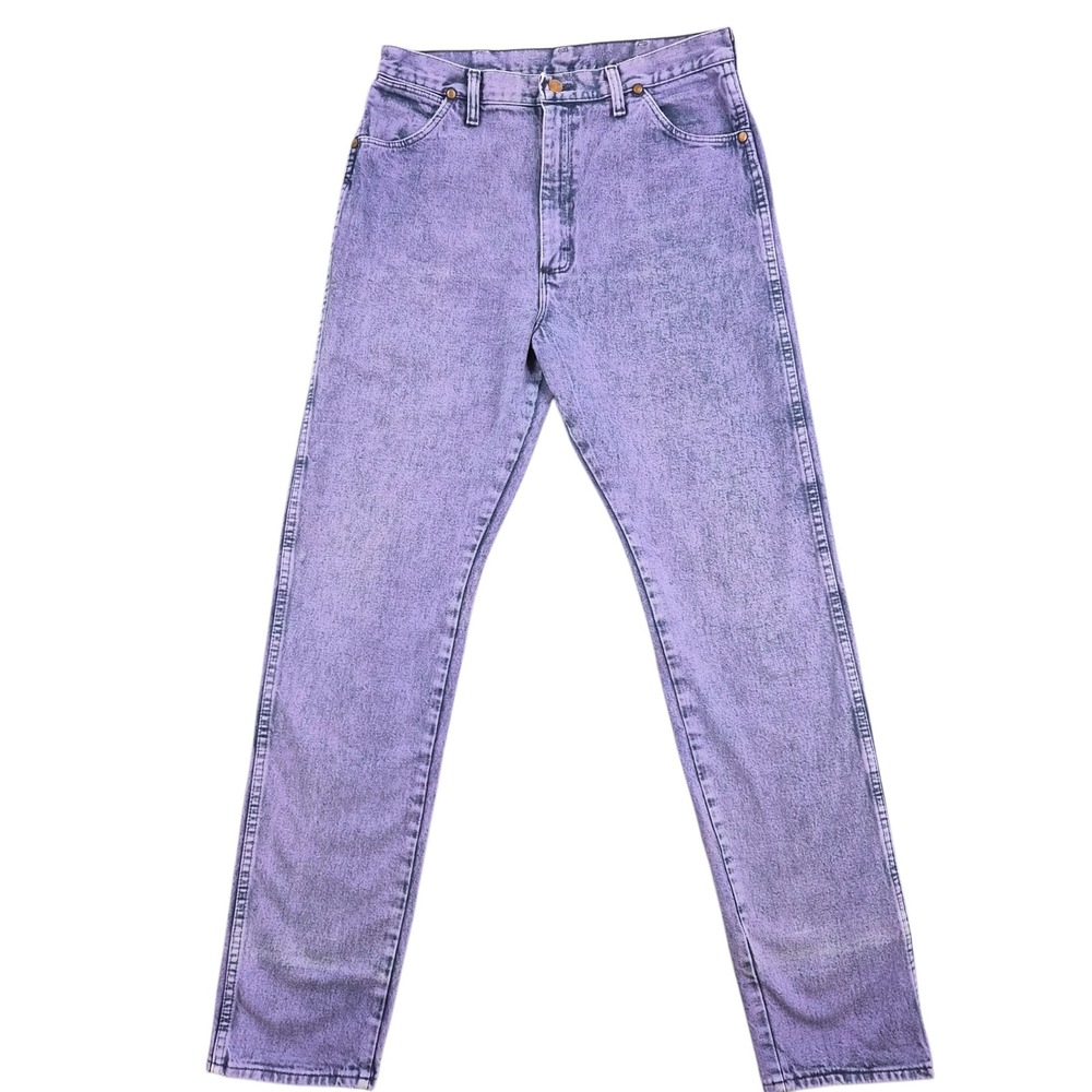 Vintage Wrangler 14MWZAP Purple Acid Wash Jeans High Rise Straight Leg USA 31x34